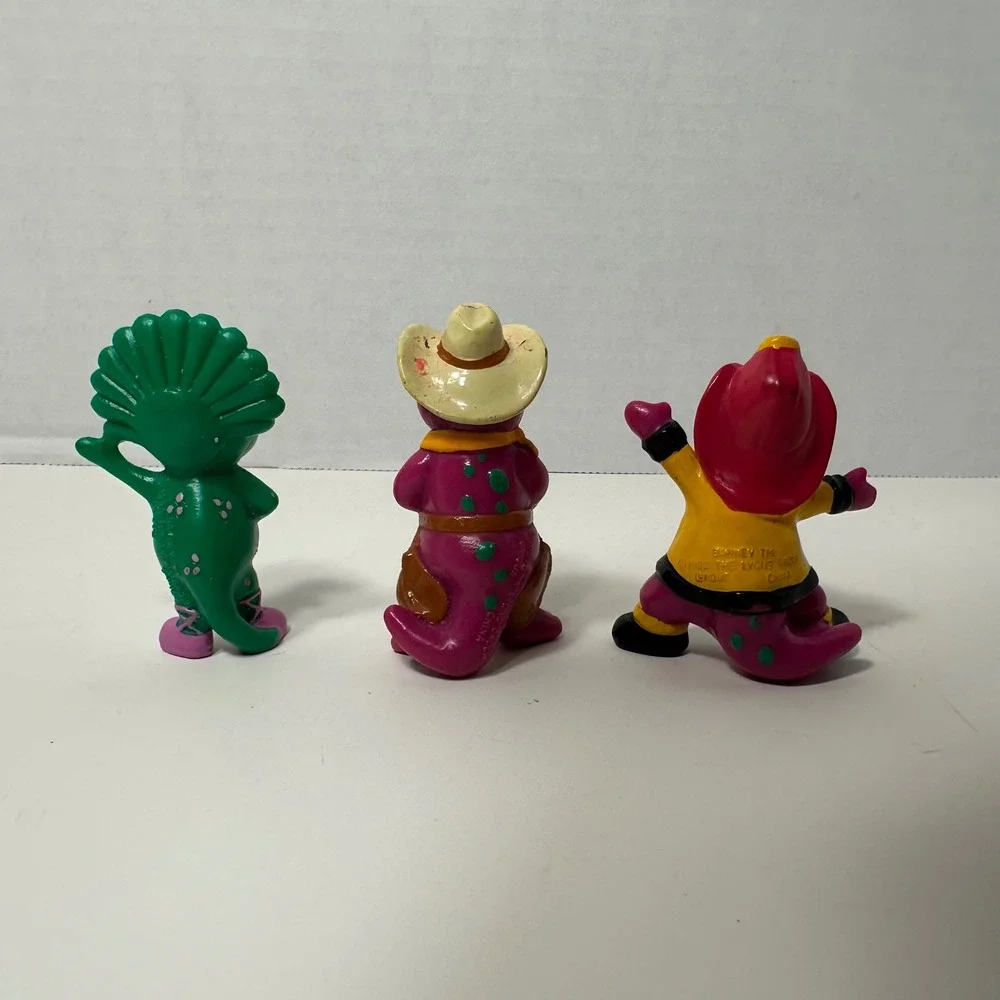Vintage 1993 Barney The Lyons Group PVC Figures Lot Cowboy Firefighter 3pc